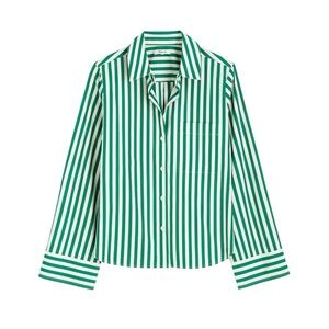Madewell Green and White Striped Top